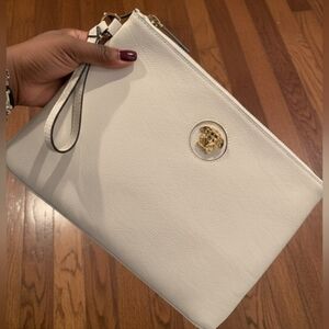 Versace White Leather Clutch